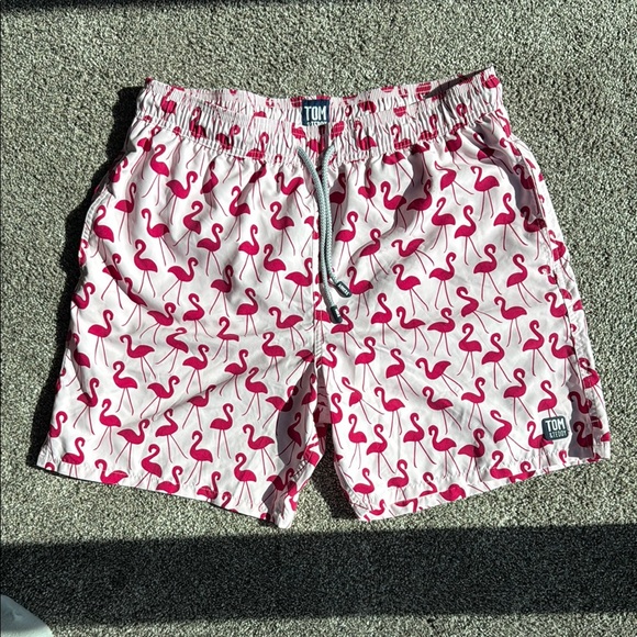 Tom & Teddy Pink Flamingo Swim Trunks - Picture 1 of 4
